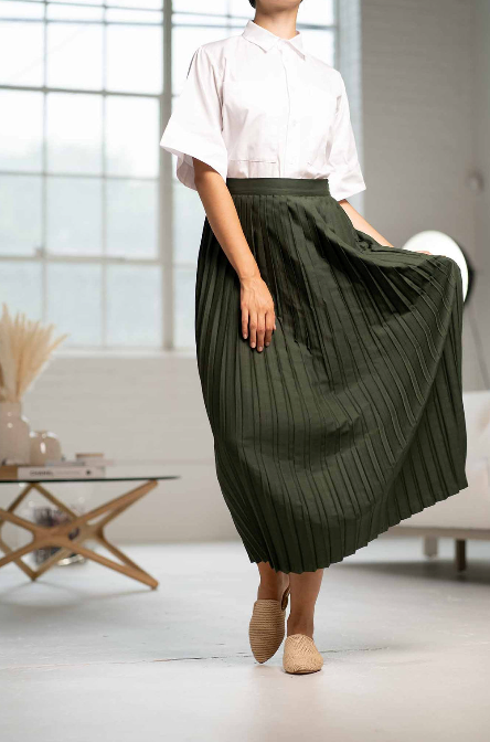 PLEATED STRAIGHT MIDI