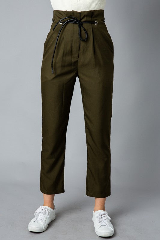 OLIVE PAPERBAG PANT